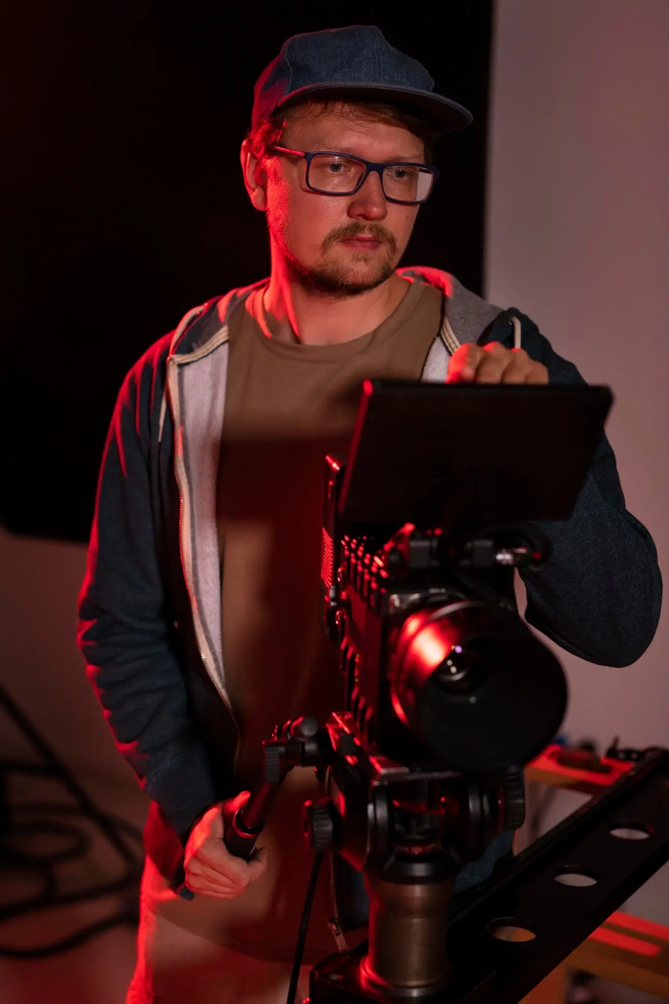 Man recording video with a professional camera